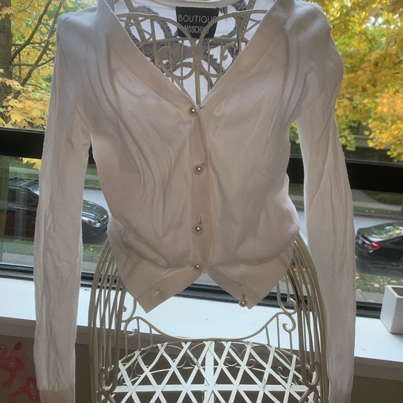 Moschino white print pearl buttons cardigan - Picture 2 of 6